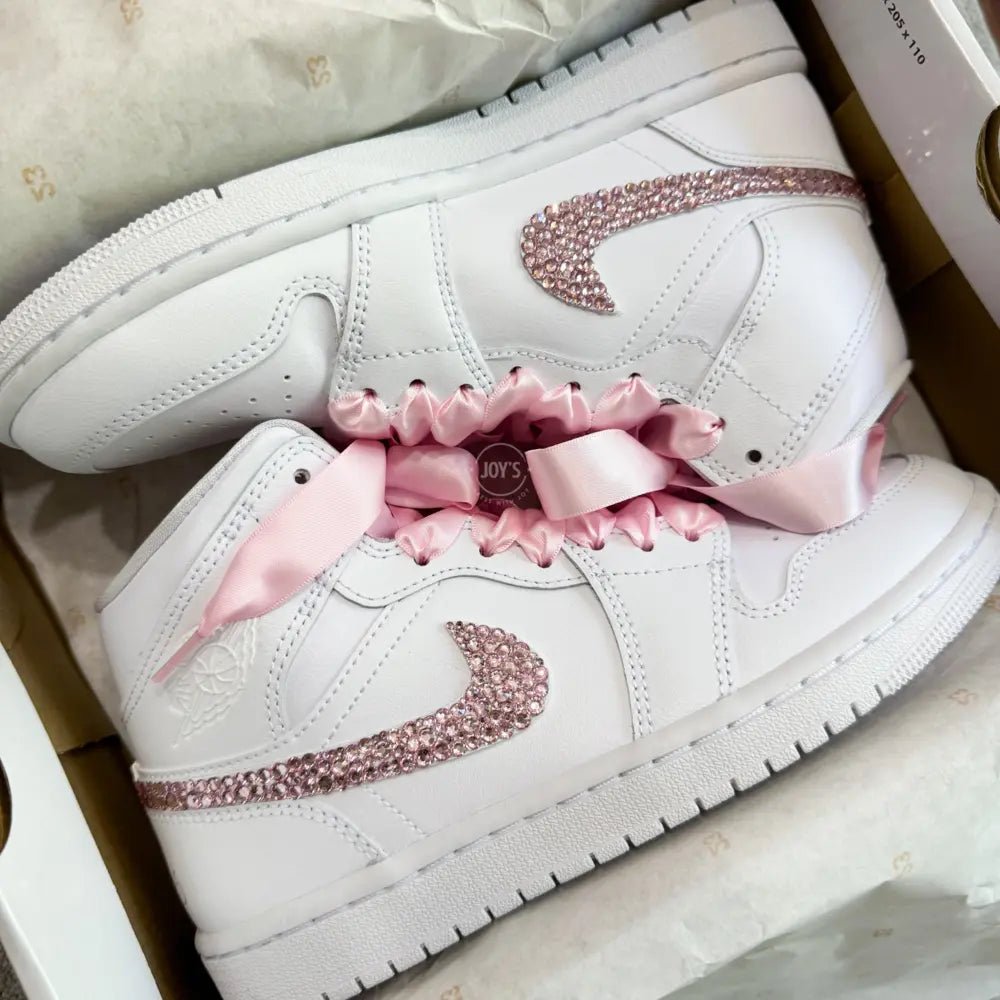 Rose Gold Rhinestones Sneakers Custom Air Jordan 1