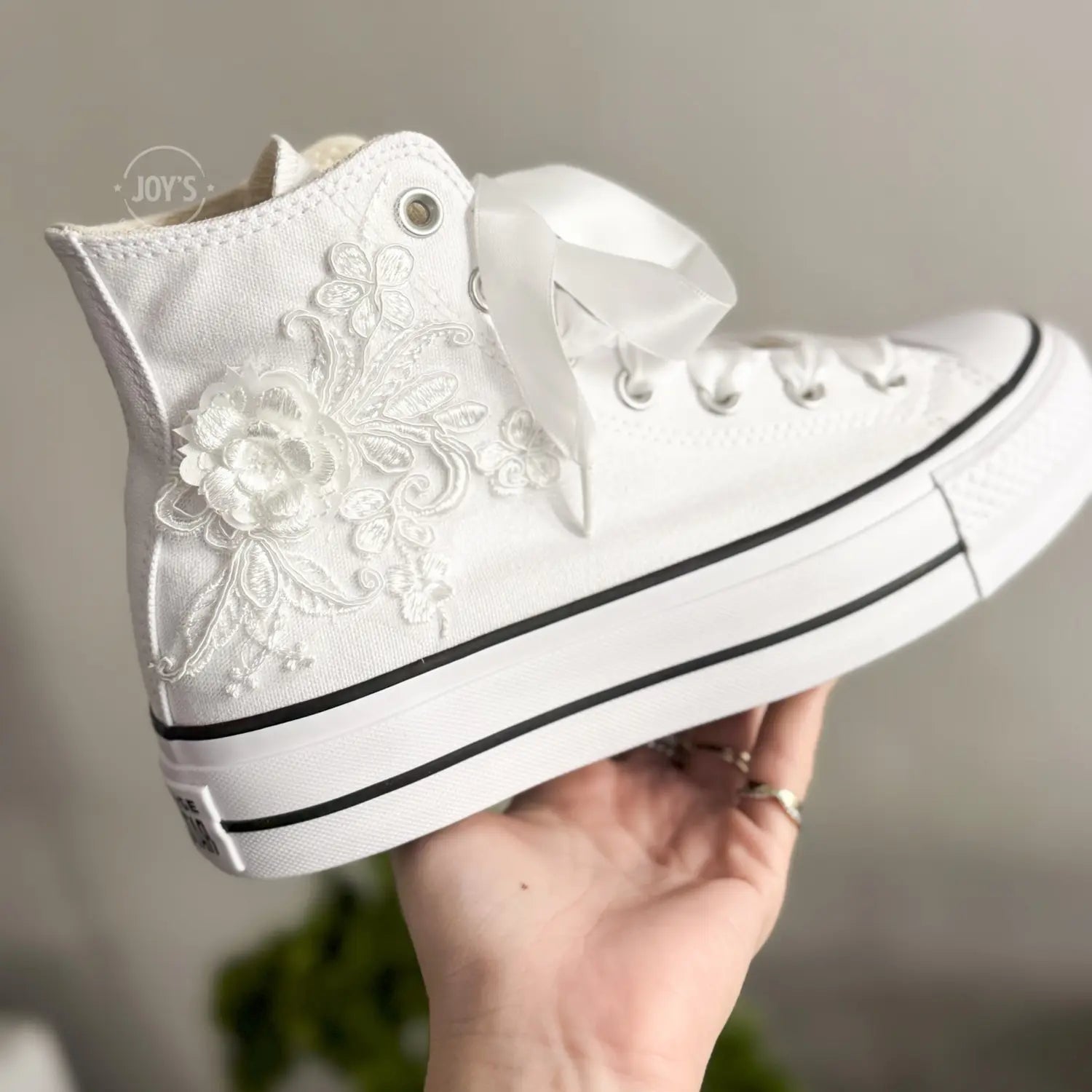 Wedding Sneakers Embroidered Custom Converse - Sneakers JOY'S Custom Sneakers