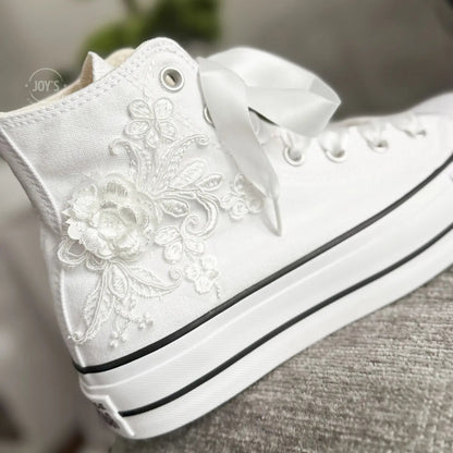 Wedding Sneakers Embroidered Custom Converse - Sneakers JOY'S Custom Sneakers