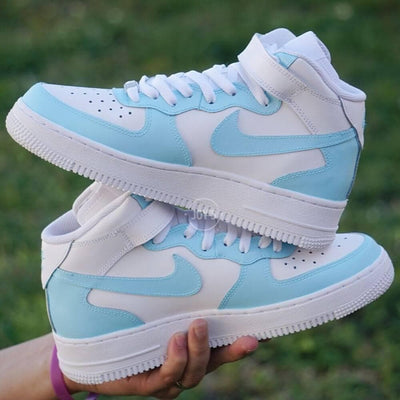 Baby Blue Custom Air Force 1 Low/Mid/High Sneakers - Sneakers Joy's