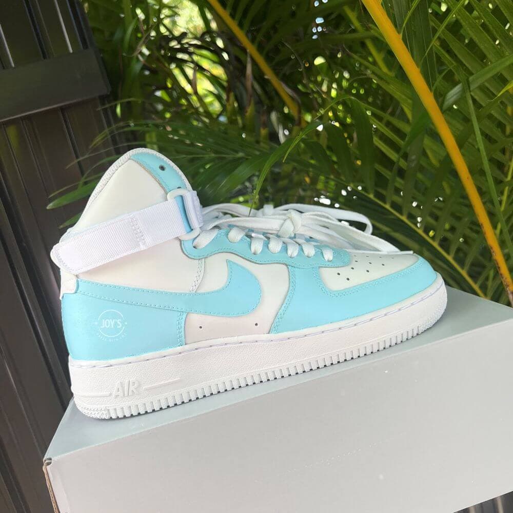 Baby Blue and Green Custom Air Force 1 Low/Mid/High Sneakers – JOY'S