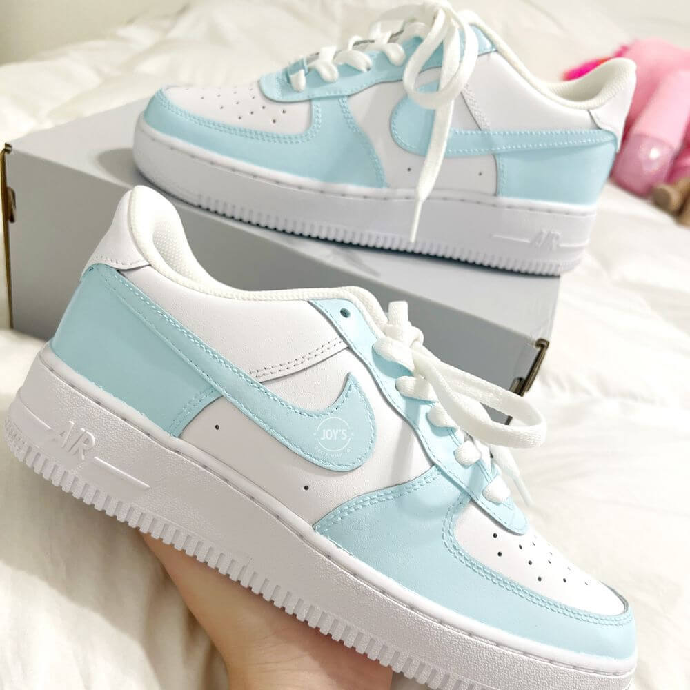 Baby Blue Custom Air Force 1 Low/Mid/High Sneakers - Sneakers Joy's