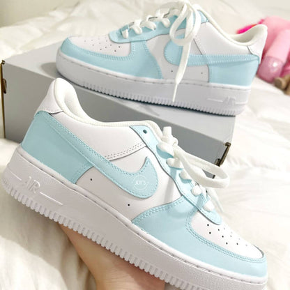 Baby Blue and Black Custom Nike Air Force 1 Mid/High Sneakers-Brand New!
