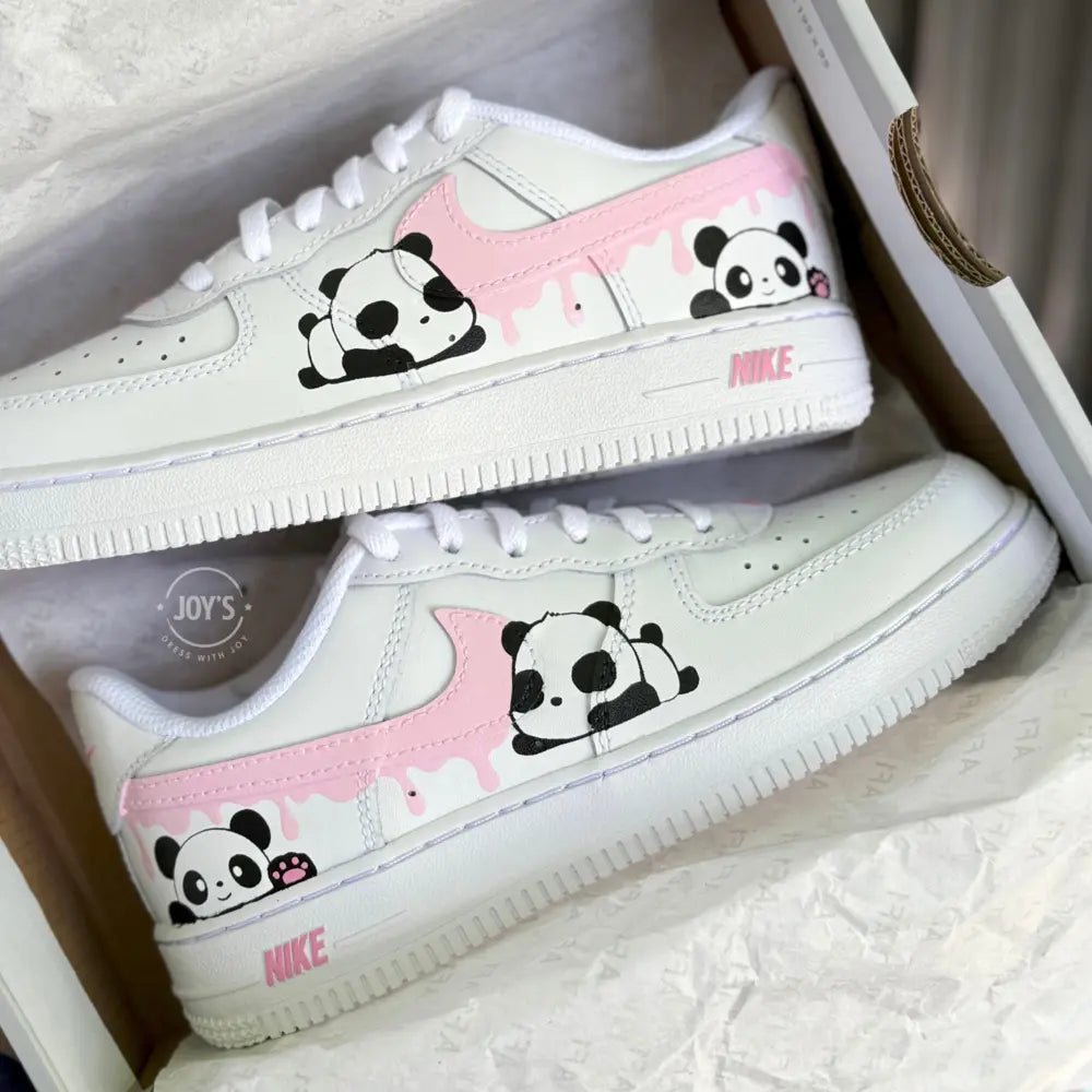 Baby Panda Pink Drip Custom Air Force 1 Baby Toddler Little Kids