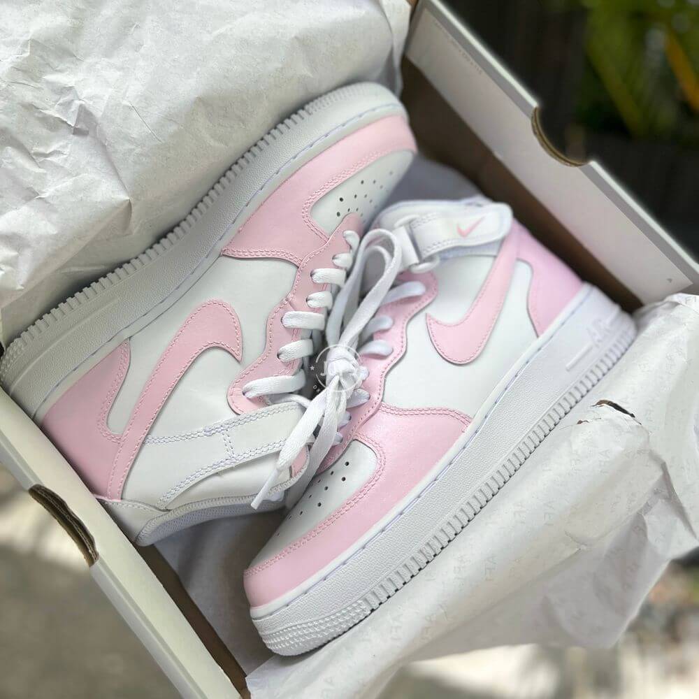 Bubble Gum Pink Custom Air Force 1 Low/Mid/High Sneakers - Sneakers Joy's