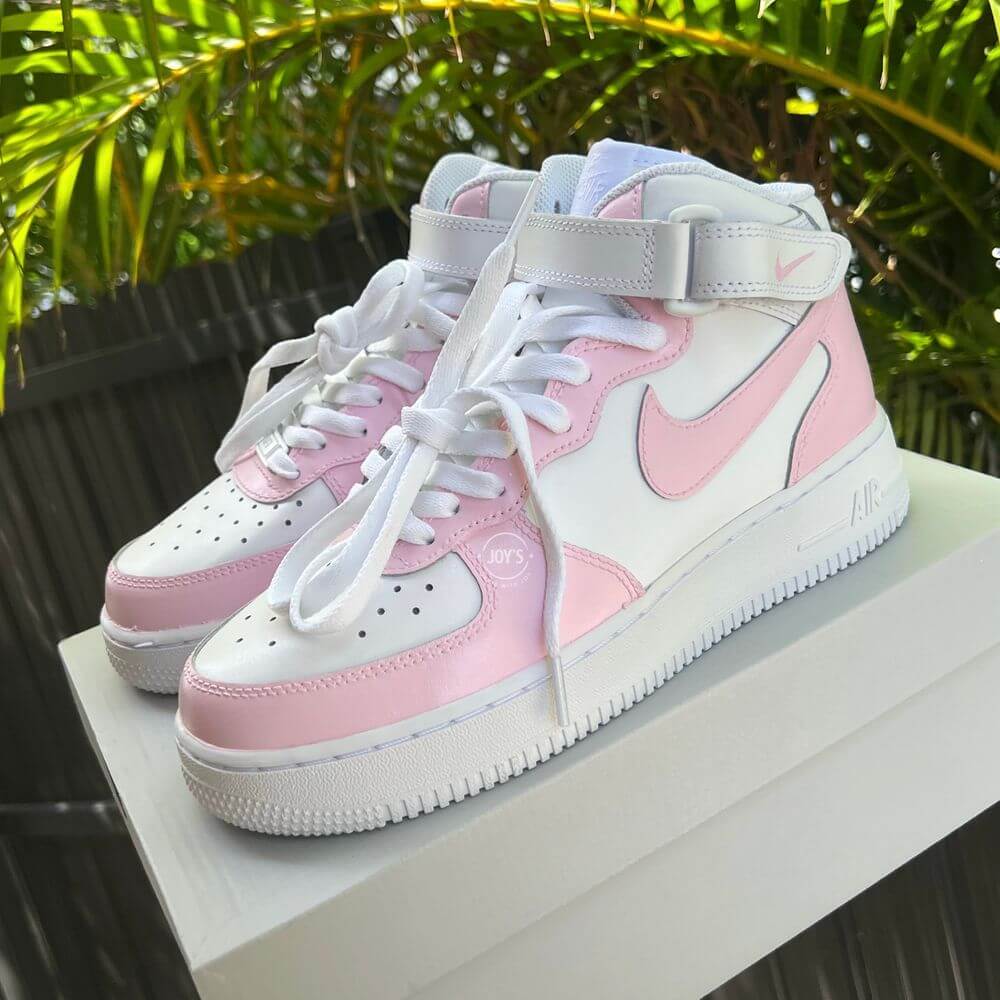 Bubble Gum Pink Custom Air Force 1 Low/Mid/High Sneakers - Sneakers Joy's