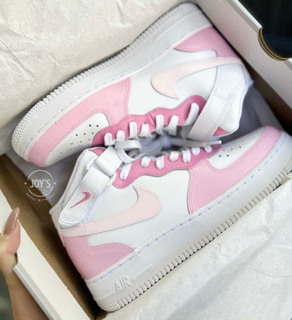 Cotton Candy Pink Custom Air Force 1 Low/Mid/High Sneakers - Sneakers Joy's