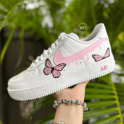 Sneaker White Butterfly Air Forces Drip Custom Air Force Butterfly