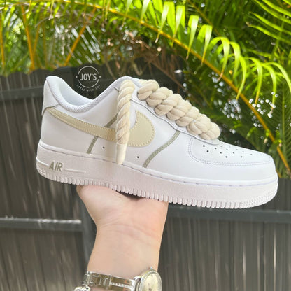 Final Sale-Cream Rope Laces Custom Air Force 1.