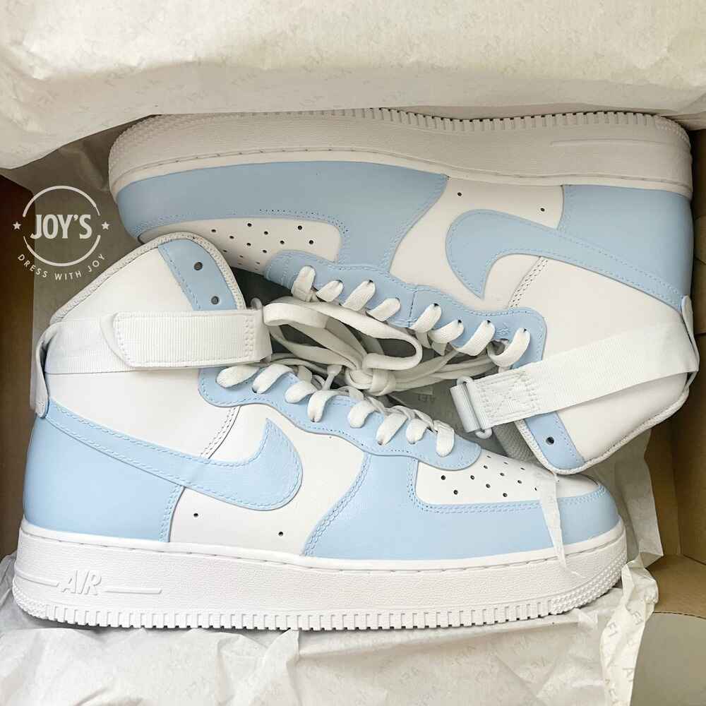 Light Baby Blue Custom Air Force 1 Low/Mid/High Sneakers - Sneakers Joy's