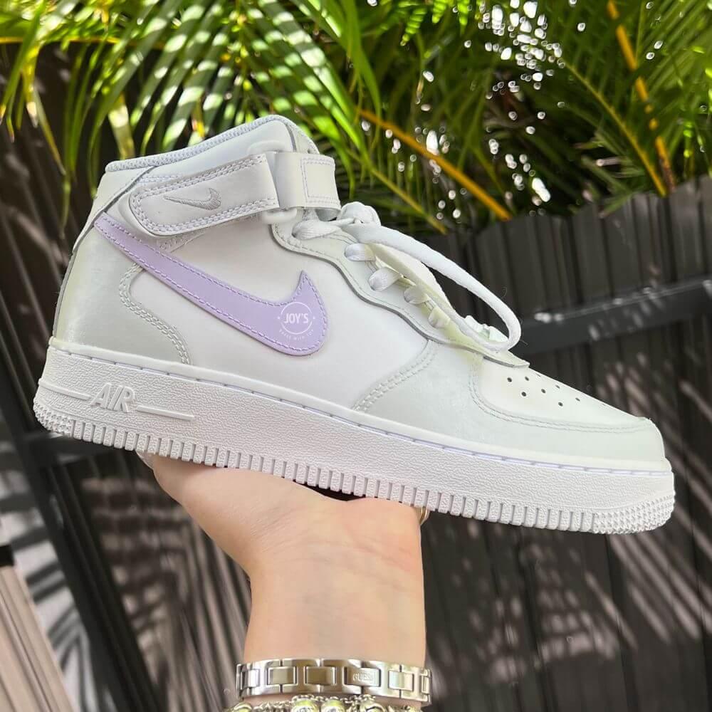 Lilac and Gray Custom Air Force 1 Low/Mid/High Sneakers - Sneakers Joy's