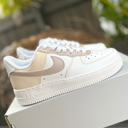 Mocha Beige Color Block Custom Air Force 1 Low/Mid/High Sneakers - Sneakers Joy's
