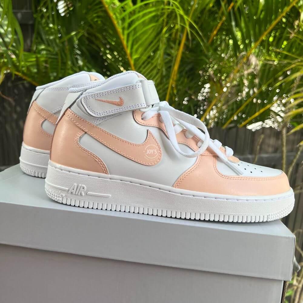 Peach Custom Air Force 1 Low/Mid/High Sneakers - Sneakers Joy's
