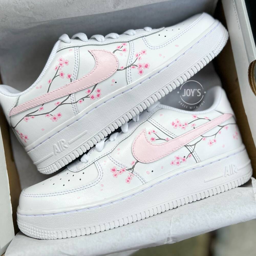 Pink Cherry Blossom Custom Air Force 1 Sneakers - Sneakers Joy's