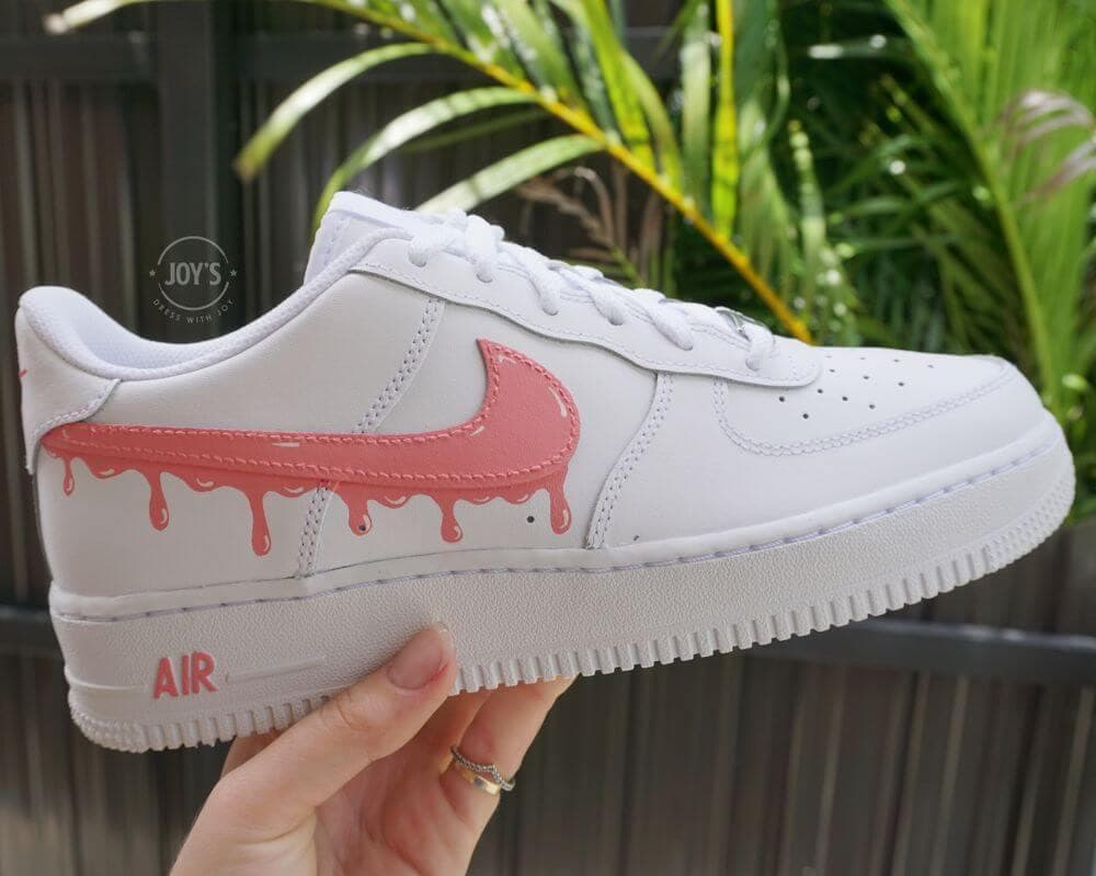 Pink Dripping Custom Air Force 1 Sneakers - Sneakers Joy's