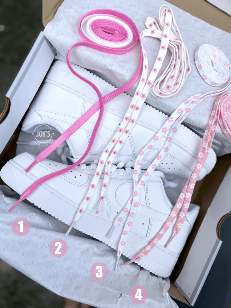 Pink Flat Shoelaces for Air Force 1 Sneakers and Canvas Shoes - Shoelaces JOY'S | Custom Air Force 1 Sneakers