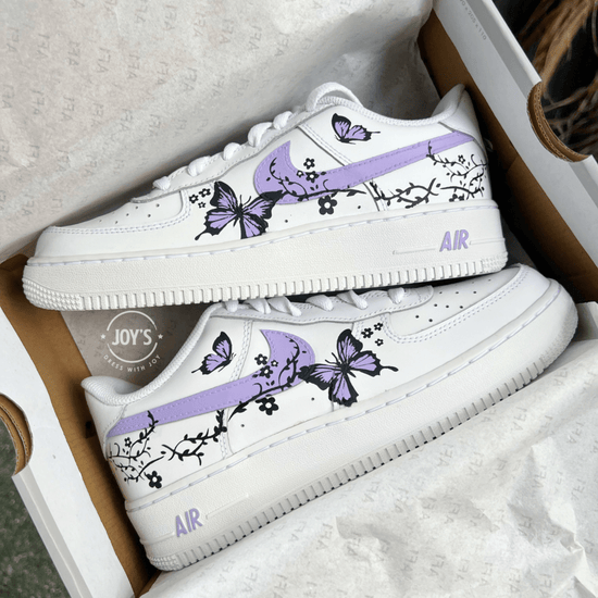Purple Butterflies Custom Air Force 1 Sneakers. Low, Mid & High top - Sneakers Joy's