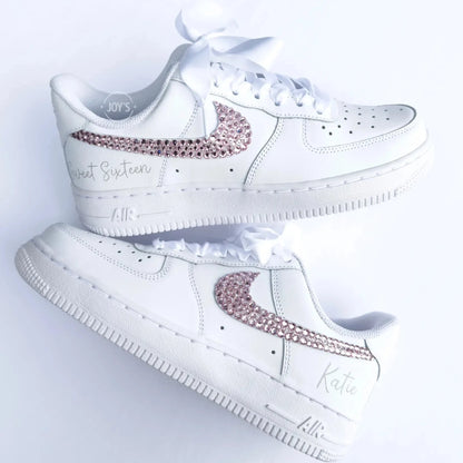 Rose Gold Custom Air Force 1 with Rhinestones - Sneakers JOY'S | Custom Air Force 1 Sneakers